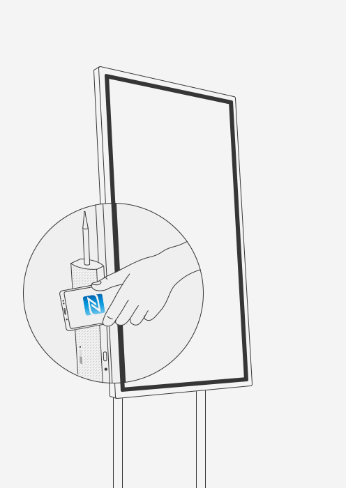 An image showing that a Samsung Flip device and a smartphone have been connected through NFC.