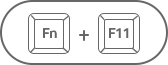 An image of Fn+F11 key buttons, indicating that a click on the button lets you move to the feature - which includes recording functionality - during gameplay(not selected)